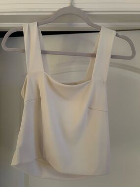 Cream Ribbed Square-Neck Tank Top - Women